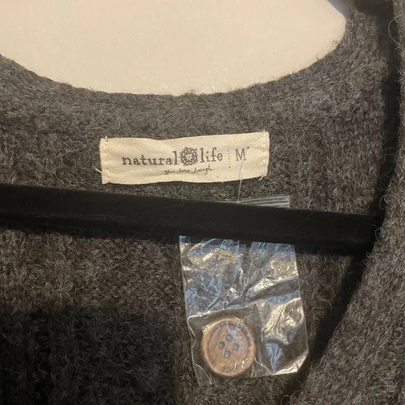 NWOT Natural Life Grandpa Cardigan sweater cable knit oversized gray M casual - Picture 4 of 6